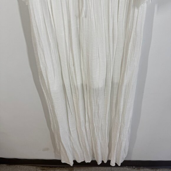 Aakaa White Boho Deep V-Neck Tassel Waist Beach Cover-Up Maxi Dress Size S - Picture 10 of 16